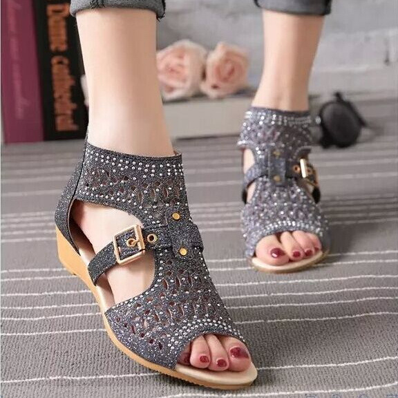 cute peep toe flat sandals