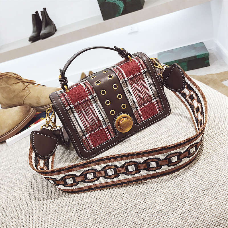 Classic Plaid Color Block Crossbody Bag on Luulla