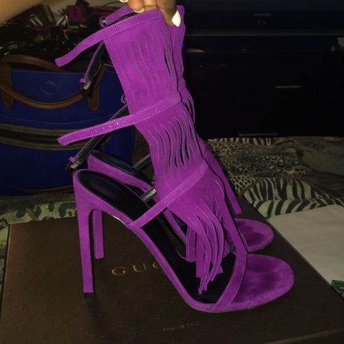 Tassels Candy Color Suede Opentoe Ankle Strap Stiletto High Heel