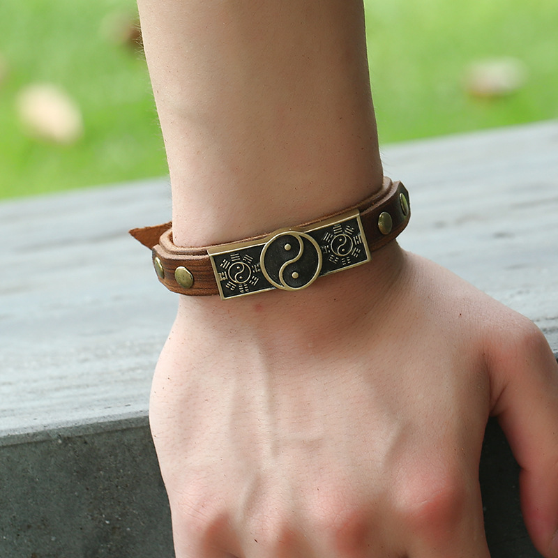 Chinese Bagua Pattern Bracelet Adjustable Leather Bracelet on Luulla