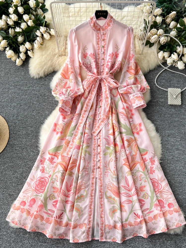 Bohemian Floral Embroidered Maxi Dress Casual Style