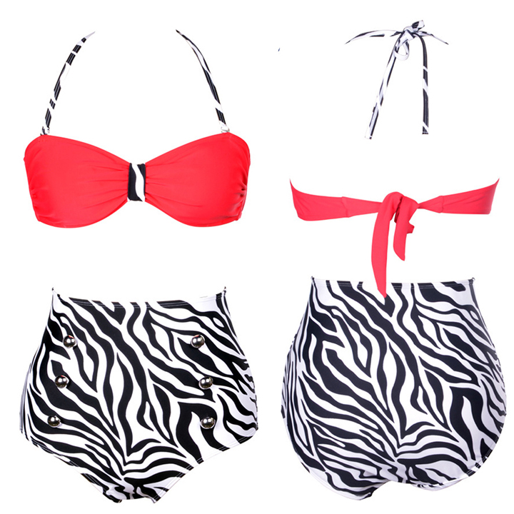 Zebrastrip Push Up High Waist Bikini on Luulla