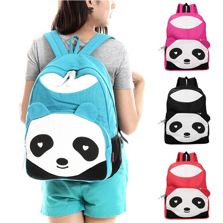 Student Panda Canvas School Backpack on Luulla