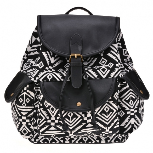 Black And White Aztec Print Backpack on Luulla