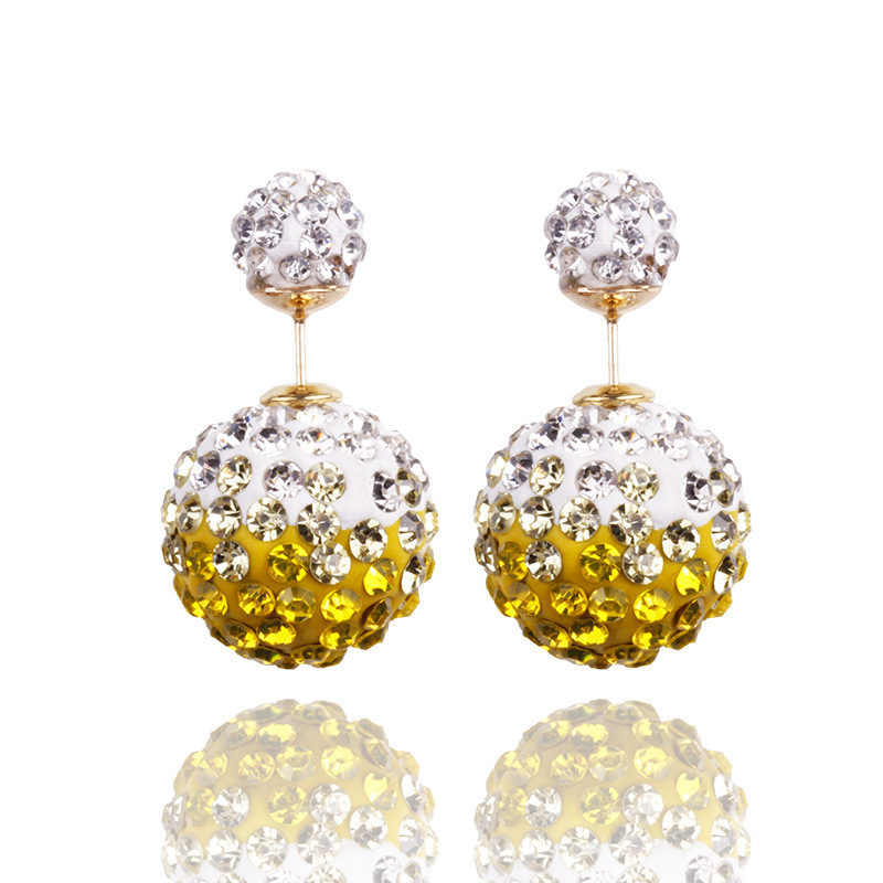 Double Studded Round Ball Earring With Crystals on Luulla